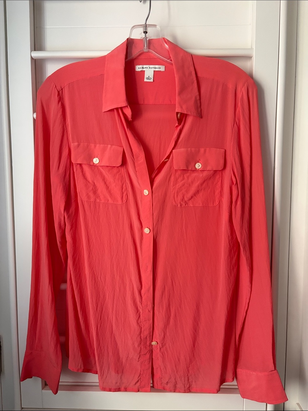Banana Republic Coral-Pink Long Sleeve Button Down Shirt